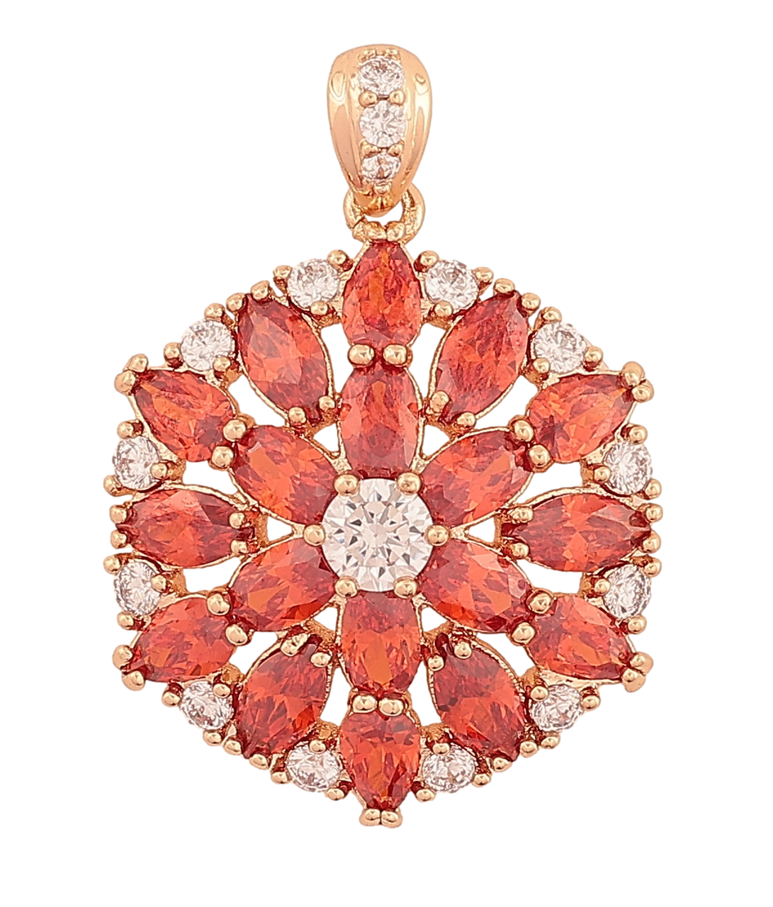 Кулон Xuping M&L Колір 18K "Квітка з червоно-білих кристалів» для ланцюжка до 4мм, фото 1