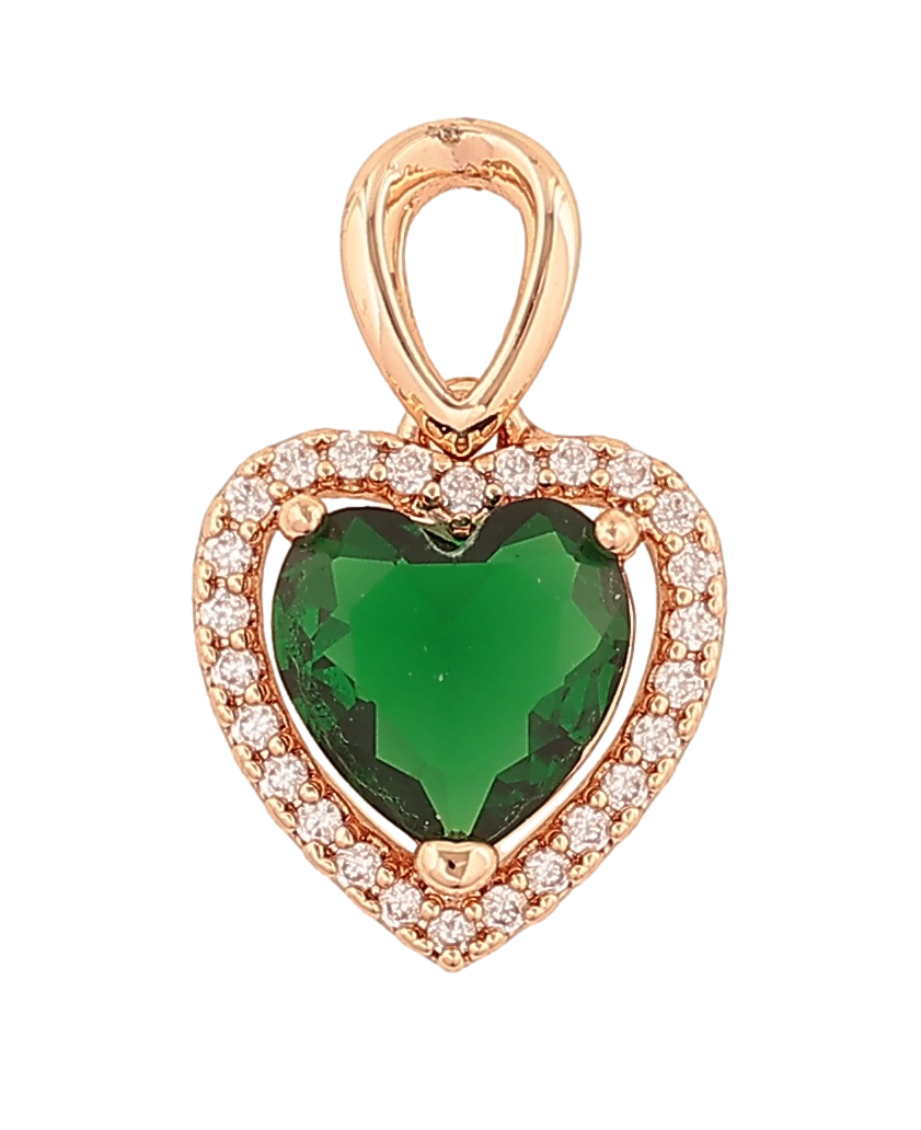 Кулон Xuping M&L Колір 18K "Зелене кришталеве сердечко» для ланцюжка до 3мм, фото 1