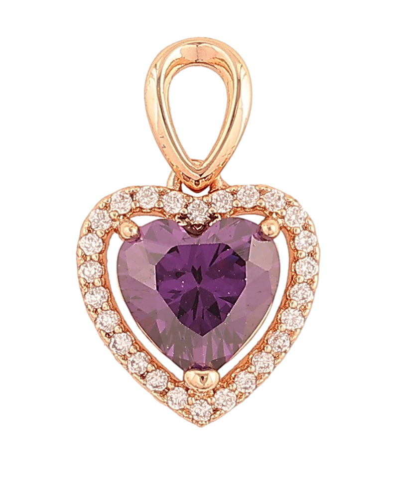 Кулон Xuping M&L Колір 18K "Бузкове кришталеве сердечко» для ланцюжка до 3мм, фото 1