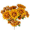 Букет “Квітковий ансамбль” (6 жоржин і 3 гортензії), гірчично-жовтий, 45 см ELISEY, фото 3