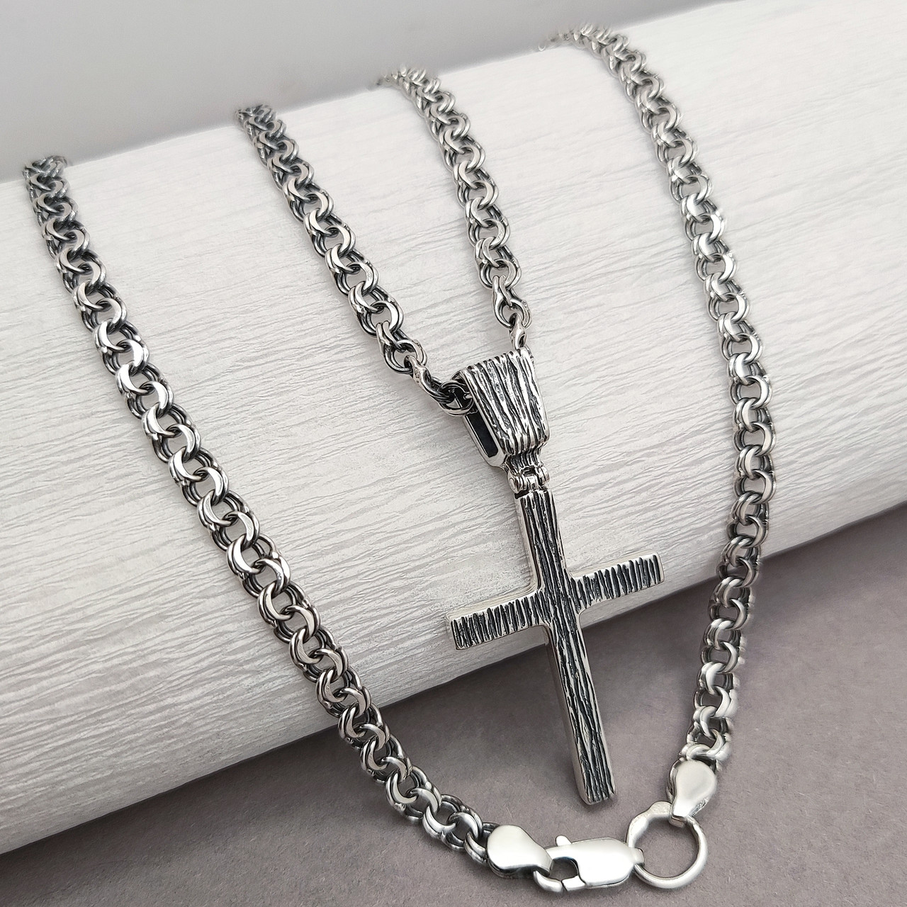 Срібний комплект "Срібний Оберіг" ланцюжок та хрестик, фото 1