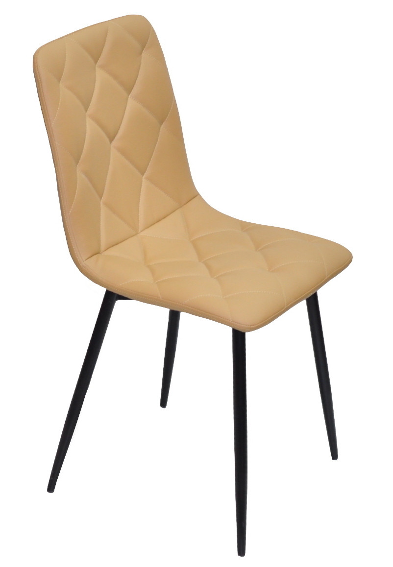 Стілець м'який на металевих ніжках  CHILLI  екошкіра бежевого  кольору 705 , колір ніжок на вибір