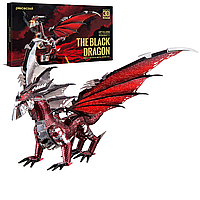 Металевий 3D пазл Piececool HP119-KRS "Чорний дракон" 107 деталей