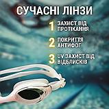 Окуляри для плавання, професійні окуляри для плавання, плавальні окуляри HechPro рожевий (932), фото 5