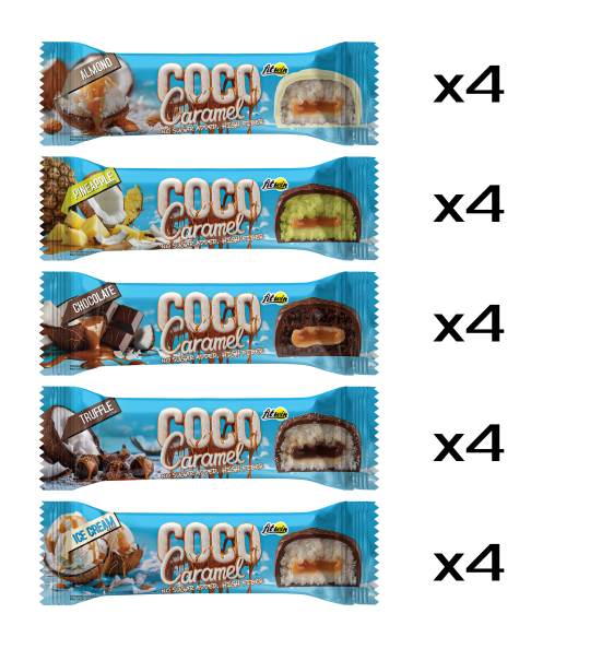 Протеїновий батончик FitWin Coco Caramel - 20x40g мікс смаків, фото 1