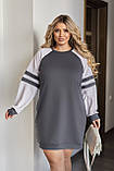 Трикотажна коротка жіноча сукня з довгим рукавом великих розмірів повсякденна спортивна, фото 3