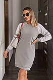 Трикотажна коротка жіноча сукня з довгим рукавом великих розмірів повсякденна спортивна, фото 7