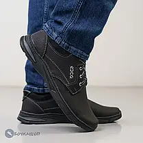 Чоловічі кросівки чорного кольору з прошитою підошвою, фото 3