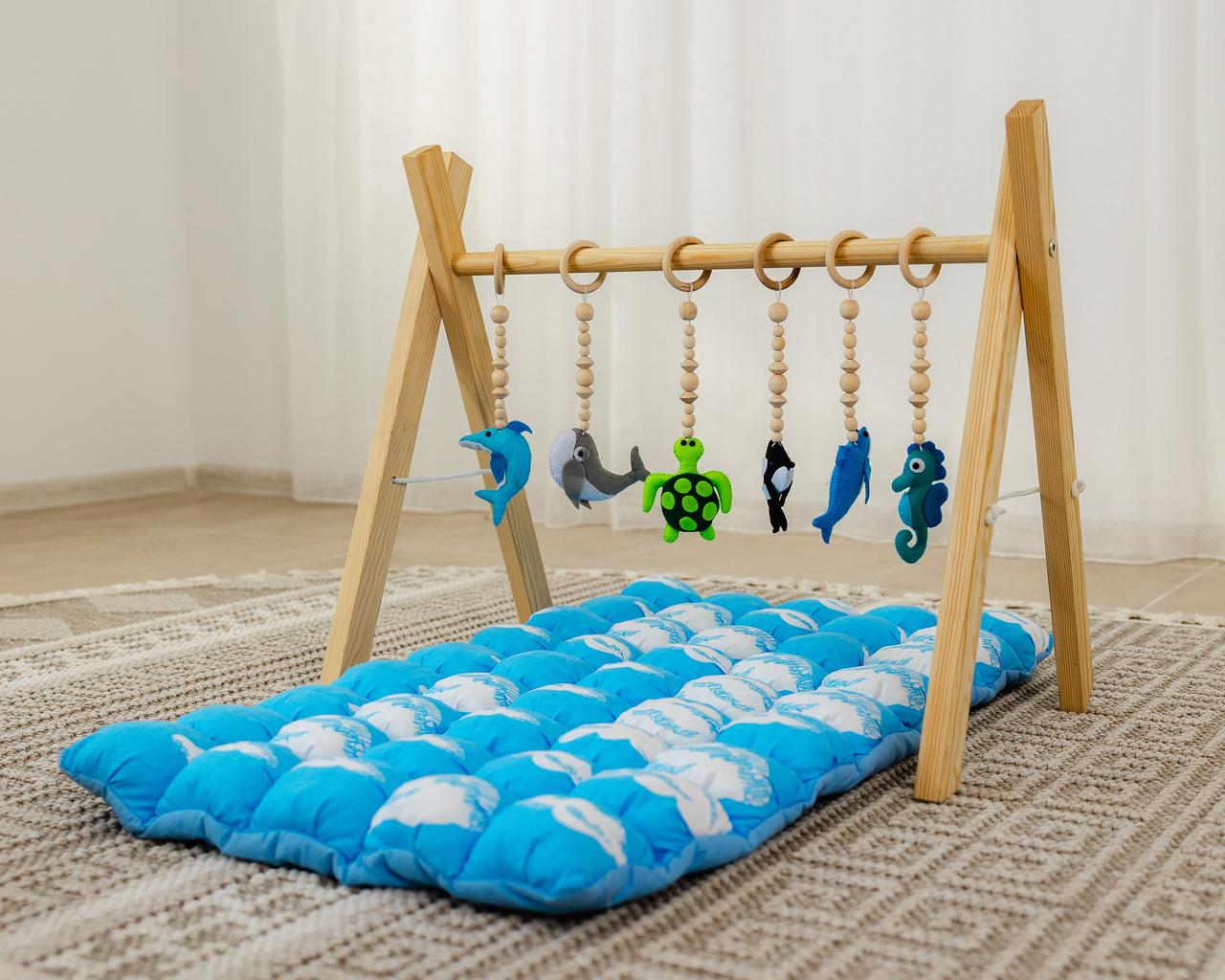 Мобіль дитячий підлоговий Бебі Джим + комплект підвісок Підводний світ + матрацик БОН БОН Океан