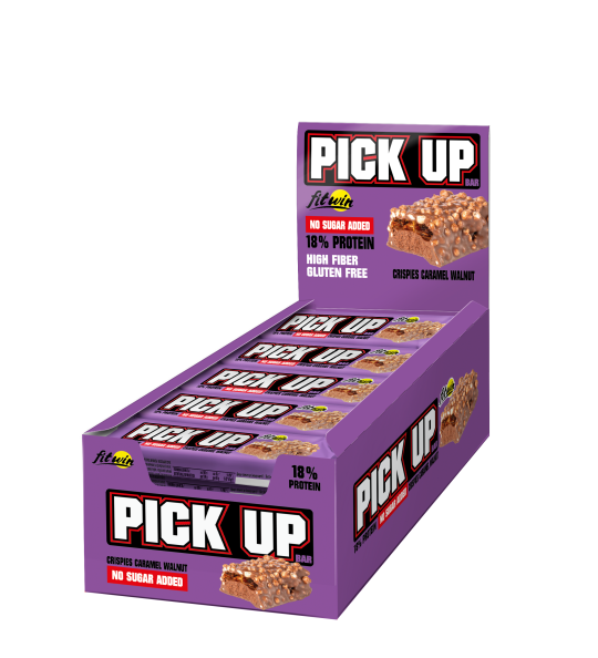 Протеїновий батончик FitWin Pick Up CRISPIES карамель і волоський горіх 20x45g, фото 1