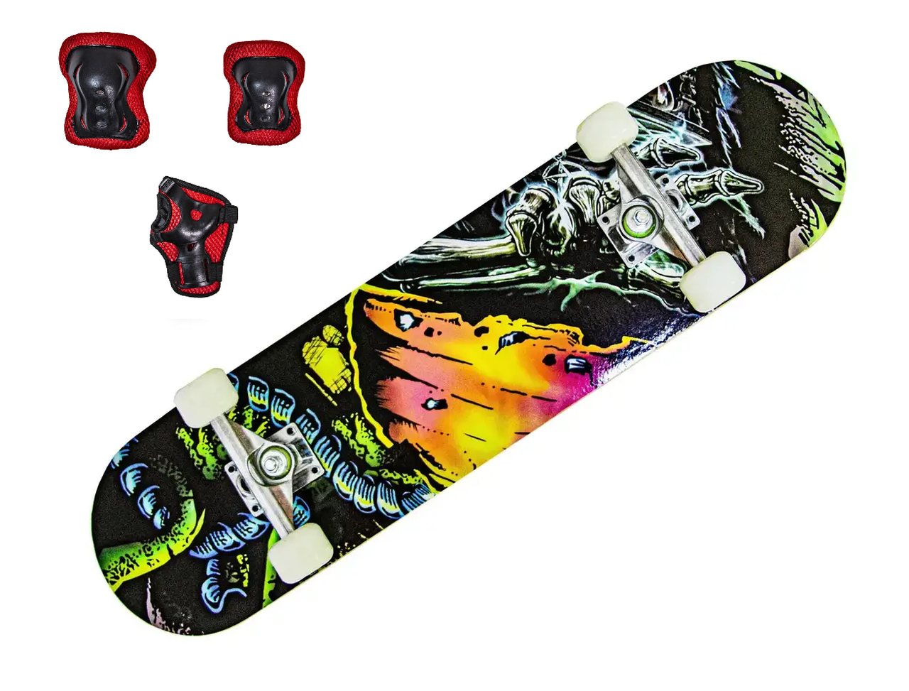 Скейтборд "Skaleton" із захистом у комплекті. Навантаження до 85 кг, фото 1