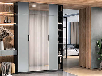 Шафа з дзеркалом Сем 180х55х260см антрацит зфасадами сіра лава