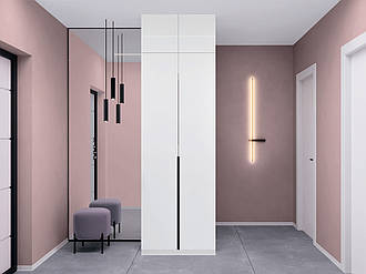 Шафа з антресолю 80см Елегант 2Д німфея альба з білими глянцевими МДФ фасадами