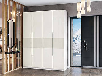 Шафа 200см Лайн Елегант 4Д німфея альба з білими матовими МДФ фасадами