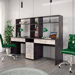 Подвійний комп'ютерний стіл КС-02 з полицею 200х60см