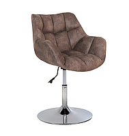 Крісло перукаря Vensan plus 1S тканина palladium pl-05 коричнева (Новий Стиль ТМ)