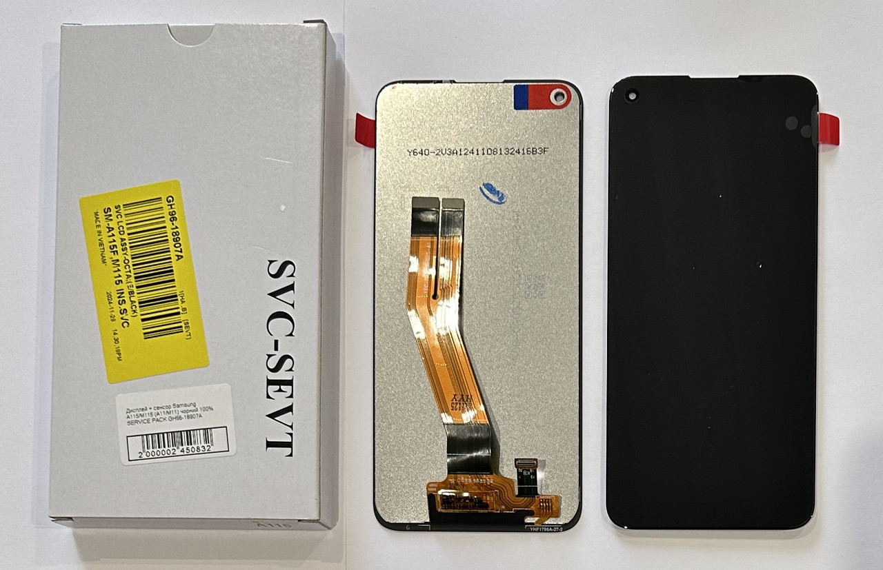 Дисплейний модуль (екран) для Samsung A115/M115 (A11/M11) чорний Оригінал 100% SERVICE PACK GH96-18907A
