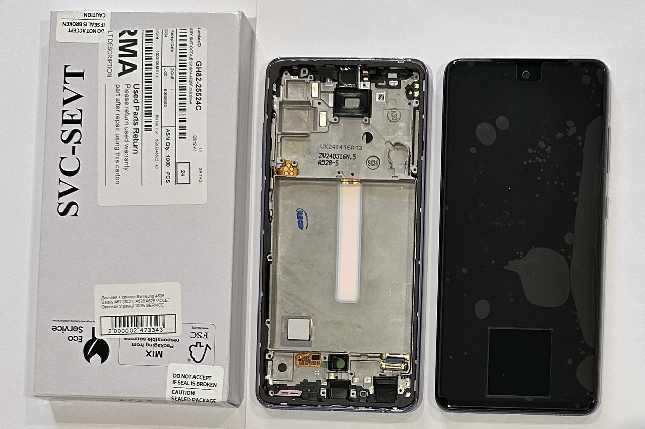 Дисплейний модуль (екран) для Samsung A525 Galaxy A52 (2021) A526 A528 VIOLET Оригінал У рамці 100% SERVICE