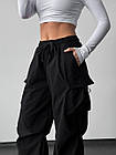 Жіночі штани оверсайз із плащової тканини широкі чорні з бічними кишенями Mount весняні осінні, фото 5