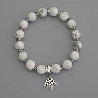 Браслет Кахолонг кулька d-8мм+- Чеський кришталь рондель 3,5х3мм+- L-18см+- стрейч купити біжутерію дешево оптом в інтернеті