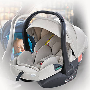 Дитяче автокрісло з регульованим підголівником та козирком El Camino i-KEEP ME 1186 Melange Cashmere Beige