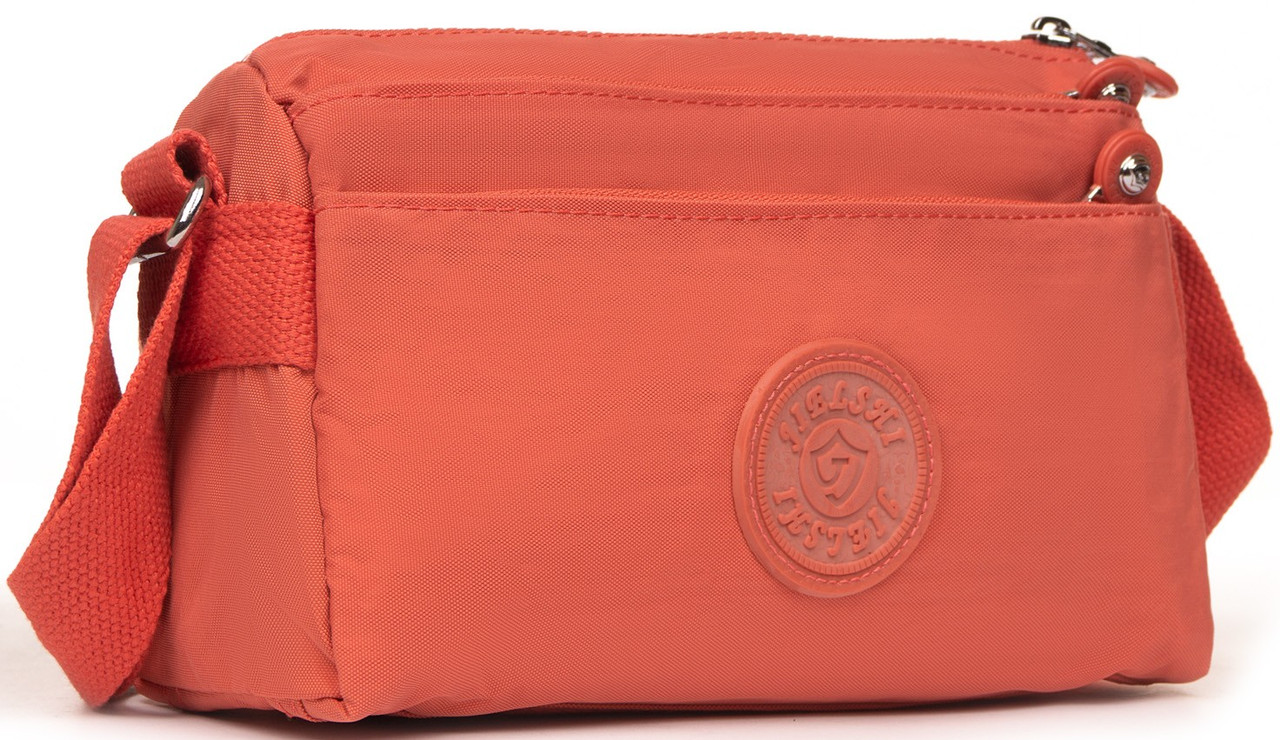 Сумка оранжева через плече жіноча тканинна кроссбоді з двома відділами на блискавці Jielshi 1653