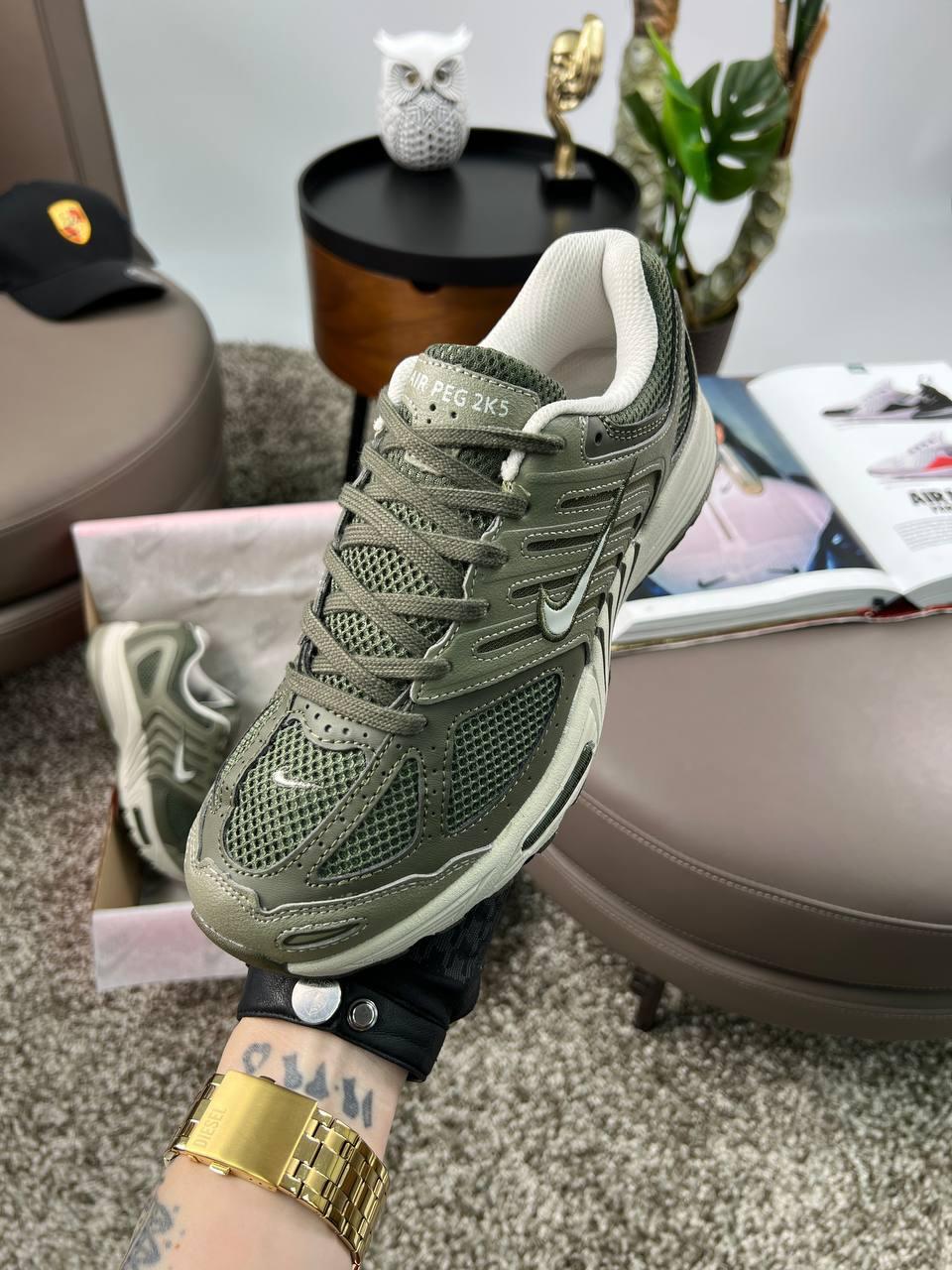 Чоловічі шкіряні текстиль кросівки Nike Air Peg 2K5 Khaki, кеди Найк хакі весна осінь. Чоловіче взуття