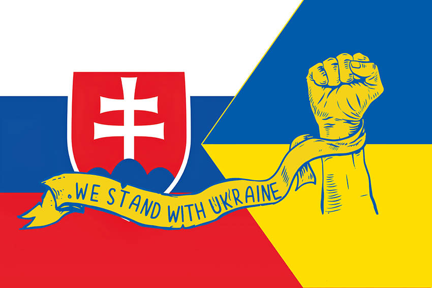 Прапор «Словаччина разом з Україною. Stand with Ukraine»