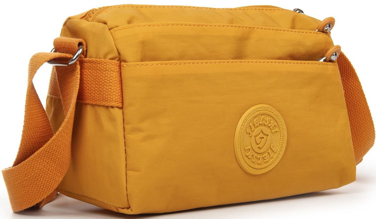 Сумка жовта через плече жіноча тканинна кроссбоді з двома відділами на блискавці Jielshi 1653