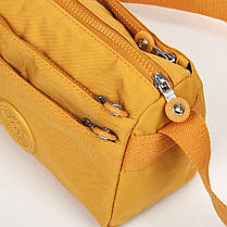 Сумка жовта через плече жіноча тканинна кроссбоді з двома відділами на блискавці Jielshi 1653, фото 2