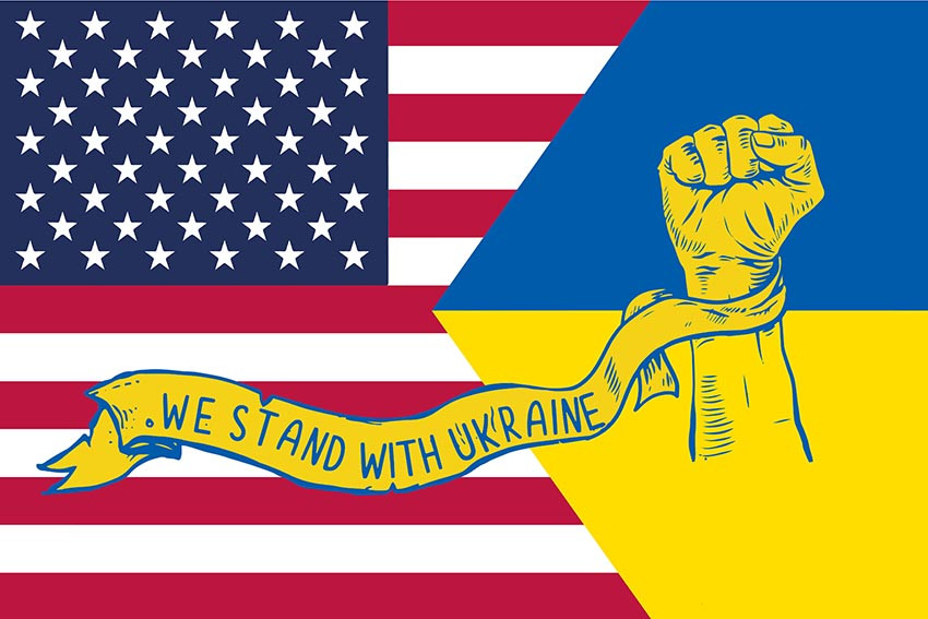 Прапор «США разом з Україною. Stand with Ukraine»