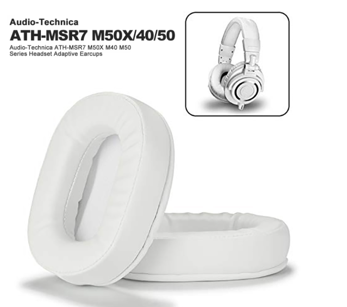 Амбушури для навушників Audio-Technica ATH M50XBT2 M50XBT M50X M50RD M20x M30X M40X SX1a MSR7 Білі White, фото 1