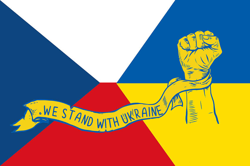 Прапор «Чехія разом з Україною. Stand with Ukraine»