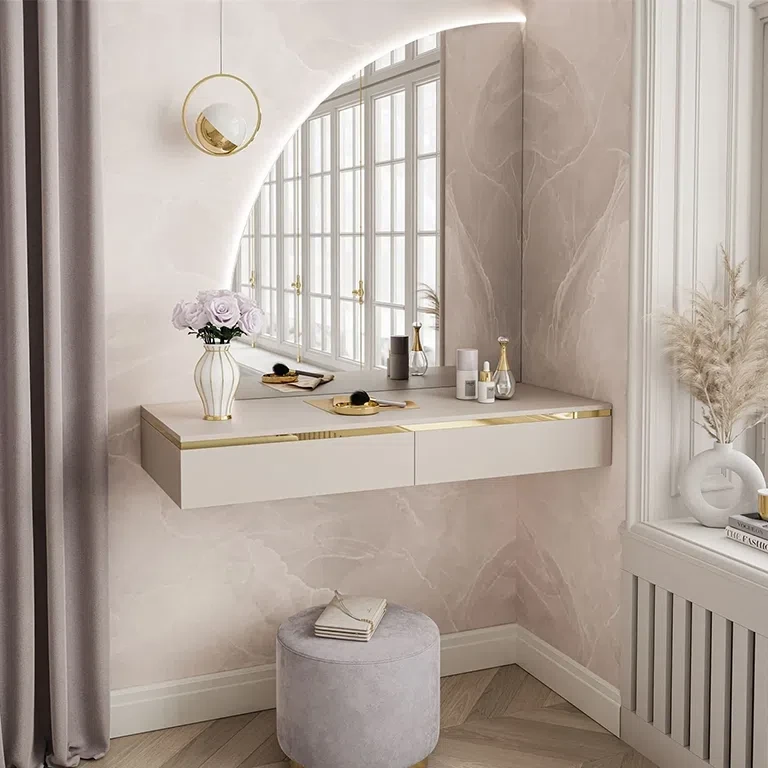 Туалетний столик навісний Aurora-Q (кашемір/золотий), фото 1