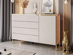 Комод на прямих ніжках Aurora 4S1D (кашемір/золотий)