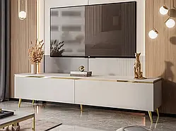 Тумба під телевізор на косих ніжках Aurora (кашемір/золотий)