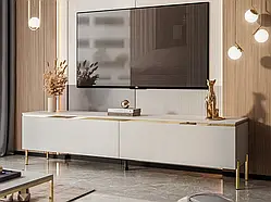 Тумба під телевізор на прямих ніжках Aurora (кашемір/золотий)