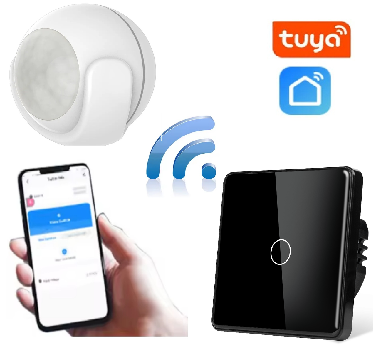 WIFI автоматизація освітлення 1DAL LightKit WF20B | Датчик руху + Сенсорний вимикач Білий | APP "Tuya"