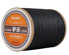 Galaces 0.45 мм чорна (M999) нитка кругла вощена по шкірі