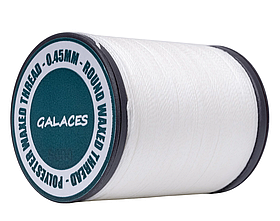 Galaces 0.45 мм біла (M000) нитка кругла вощена по шкірі