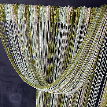 Кисея в будинок кабінет спальню, штори-нитки для балкону Зелено-салатово-кремові (NL-209)