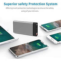 Power Bank з яскравим ліхтариком і швидким заряджанням Elefull 30000mAh PB-HOUMI-1W сірий, фото 6