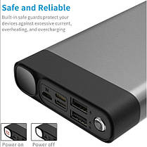 Power Bank з яскравим ліхтариком і швидким заряджанням Elefull 30000mAh PB-HOUMI-1W сірий, фото 3