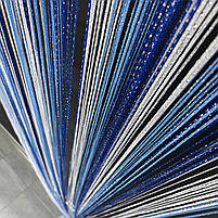 Тюль кесея в кімнату зал хол, штори нитяні на вікна в спальні дитячій кухні Біло-синьо-блакитний (NL-304), фото 4