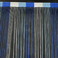 Тюль кесея в кімнату зал хол, штори нитяні на вікна в спальні дитячій кухні Біло-синьо-блакитний (NL-304), фото 3