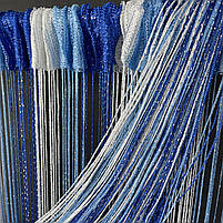 Тюль кесея в кімнату зал хол, штори нитяні на вікна в спальні дитячій кухні Біло-синьо-блакитний (NL-304), фото 9