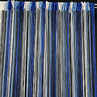 Тюль кесея в кімнату зал хол, штори нитяні на вікна в спальні дитячій кухні Біло-синьо-блакитний (NL-304), фото 2