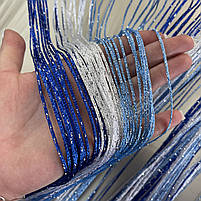 Тюль кесея в кімнату зал хол, штори нитяні на вікна в спальні дитячій кухні Біло-синьо-блакитний (NL-304), фото 6