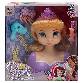 Манекен для зачісок Disney Princess (аксесуари, корона, фен, ножиці, шпильки, у коробці) LK 1713 G