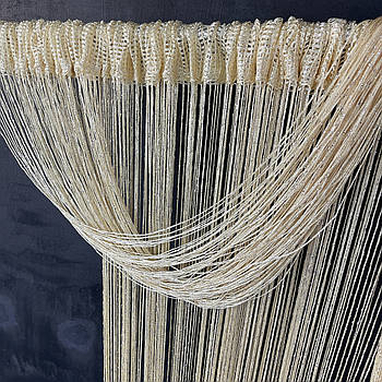 Штори з ниток на кухню балкон вікна двері, штори з ниток на дверний отвір Золотисті (NL-23)